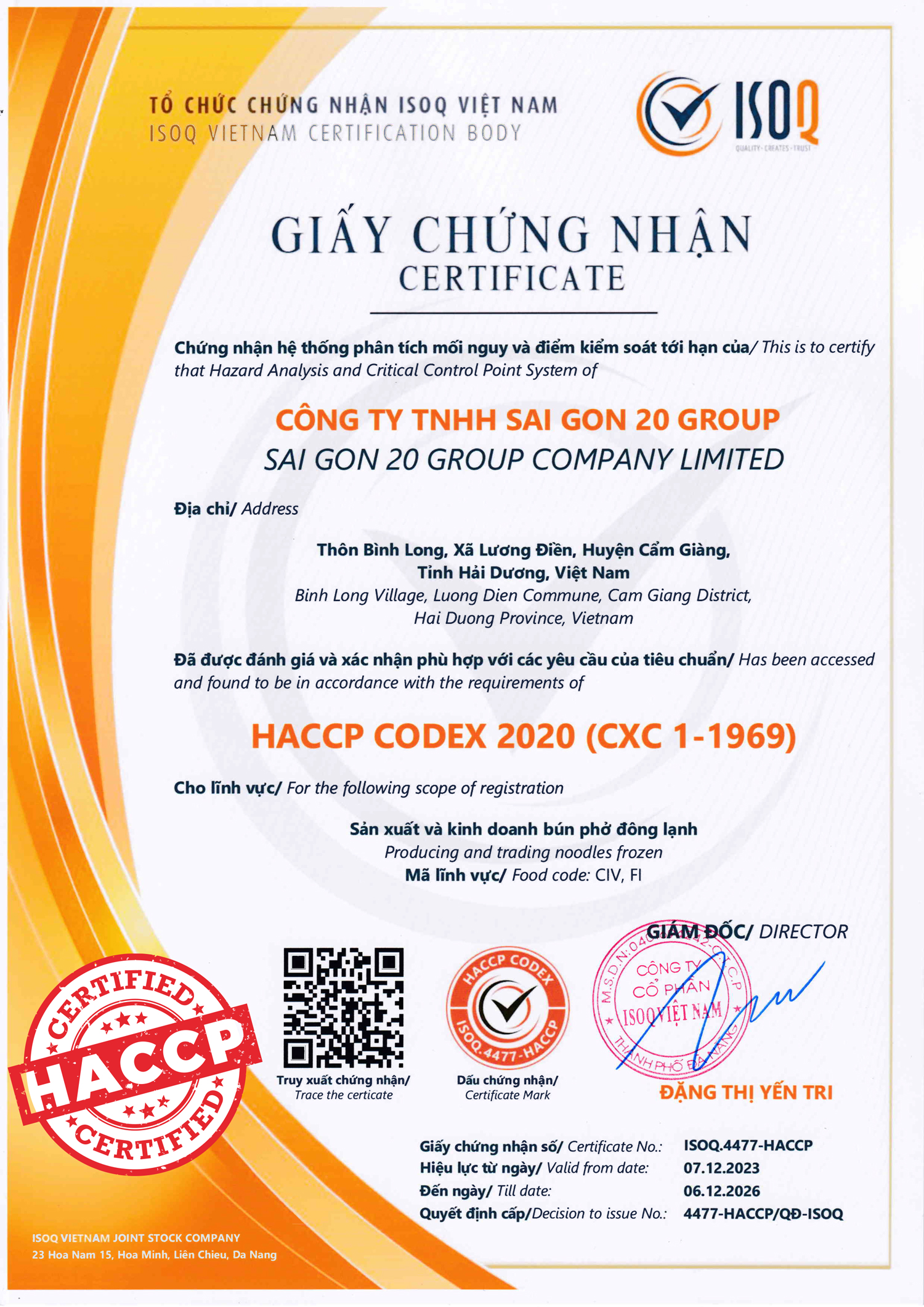 HACCP Noodle
